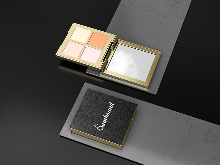 仿皮革紋理四色眼影盤(pán)包裝加工定制