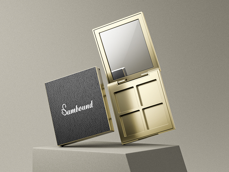 仿皮革紋理四色眼影盤(pán)包裝加工定制